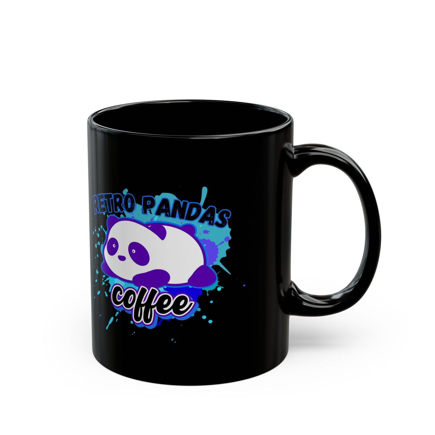 Retro Pandas Coffee Mug - Black Ceramic Cup (11oz, 15oz) for Panda Lovers