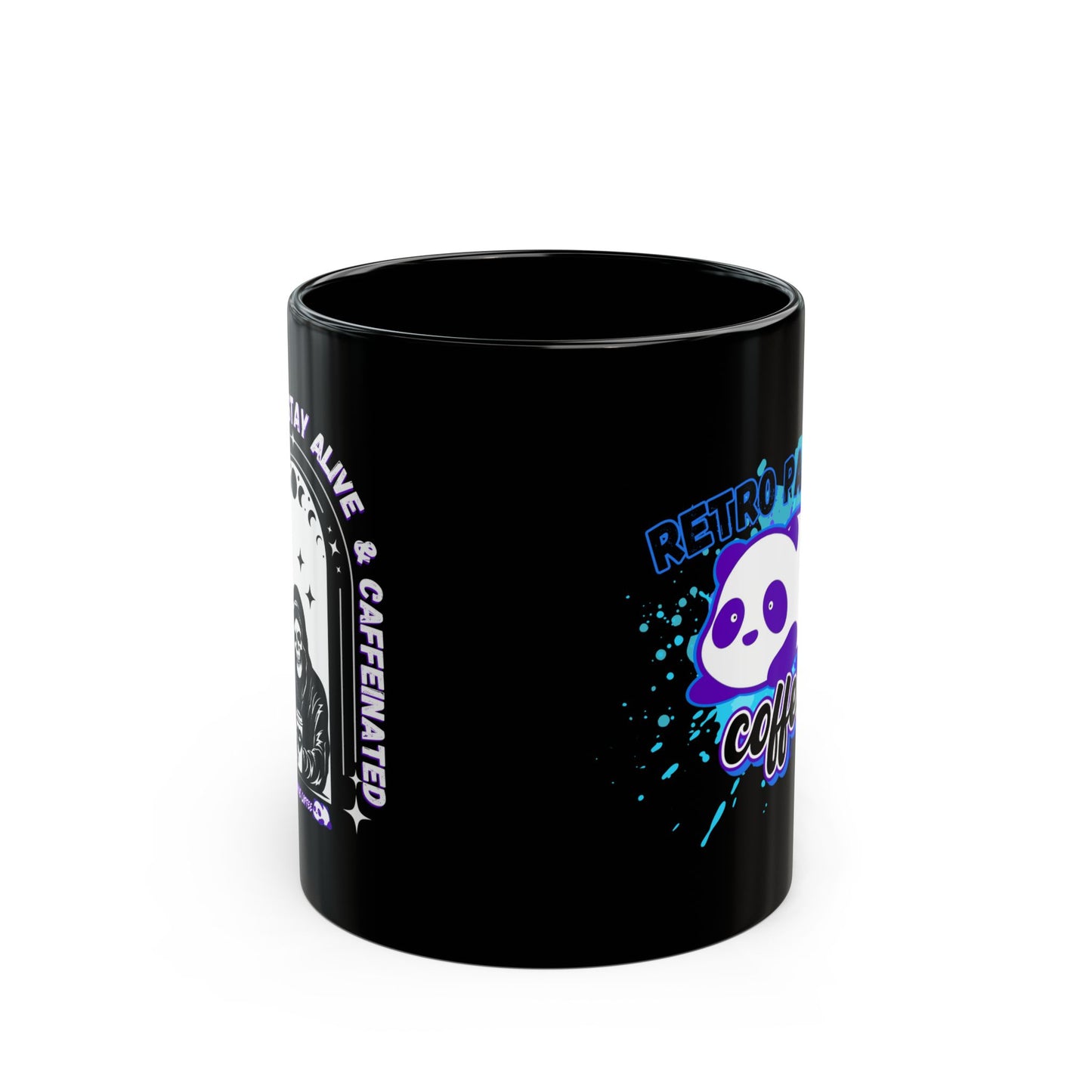 Retro Pandas Coffee Mug - Black Ceramic Cup (11oz, 15oz) for Panda Lovers